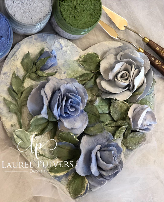 Sculptural Painting Blue Roses